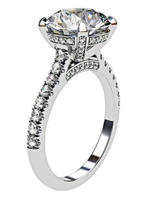 3.5Ct Diamond Ring with Diamond Set Claws and Band 4 2