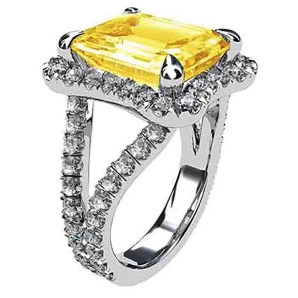 5 Ct Yellow Sapphire And Diamond Ring5