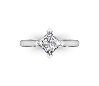 Angled Princess Cut Diamond Solitaire 