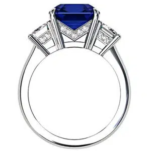 Asscher Cut Sapphire And Diamond Three Stone Engagement Ring 5