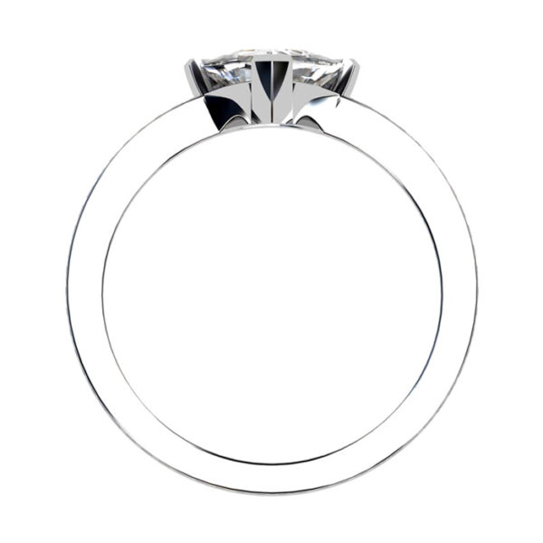 Asymmetrical Pear Cut Diamond Engagement Ring with Flat Band white 3