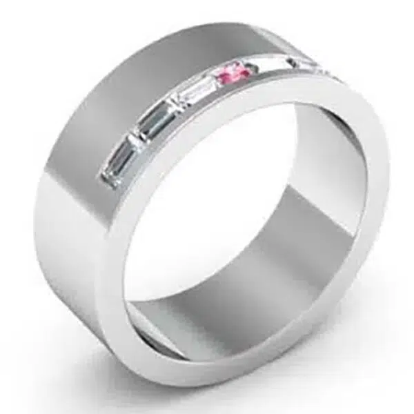 Baguette and Pink Diamond Wedding Ring