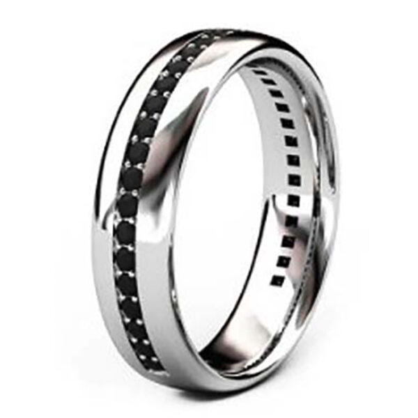 Bead Set Mens Black Diamond Wedding Ring 2