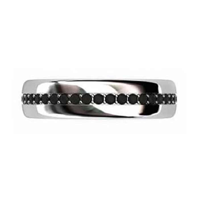 Bead Set Mens Black Diamond Wedding Ring