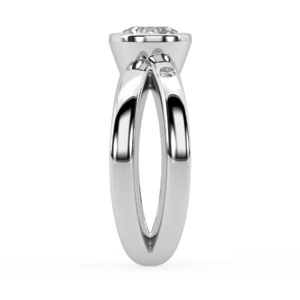 Bezel Set Diamond Engagement Ring with Cross Over Band white 3