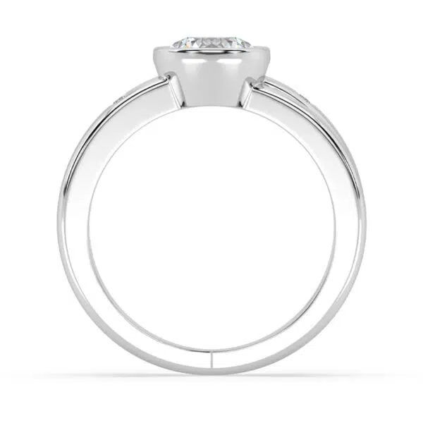 Bezel Set Diamond Engagement Ring with Cross Over Band white 4