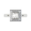 Bezel Set Princess Cut Diamond Halo Engagement Ring white