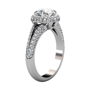 Brilliant Cut Diamond Micro Pave Set Halo Engagement Ring white 2