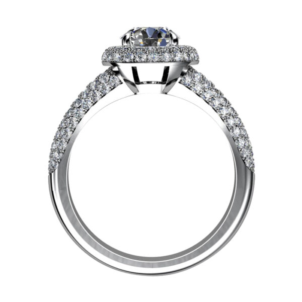 Brilliant Cut Diamond Micro Pave Set Halo Engagement Ring white 3