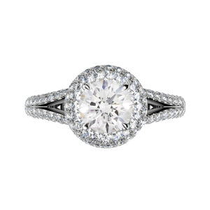 Brilliant Cut Diamond Micro Pave Set Halo Engagement Ring white copy