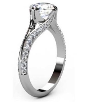 Brilliant Cut Round Diamond Engagement Ring with Split Shank 4 2