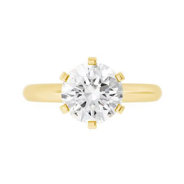 Brilliant Cut Round Solitaire Diamond Engagement Ring with Six Prongs y