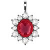 Cabochon Ruby with Diamond Petal Pendant 5