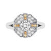 Champagne Diamond Cross and Flower Diamond Cluster white