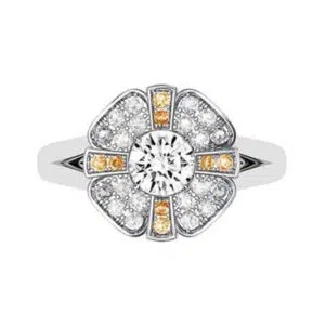 Champagne Diamond Cross and Flower Diamond Cluster white