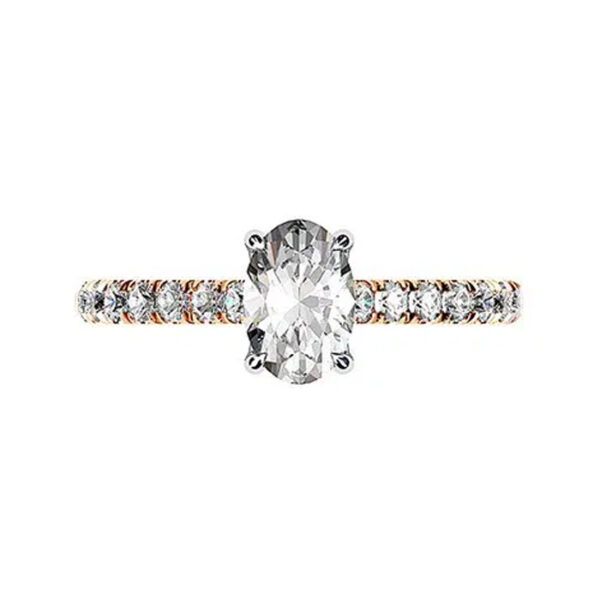 Clasic Oval and Diamond Solitaire Set in Rose Gold rose