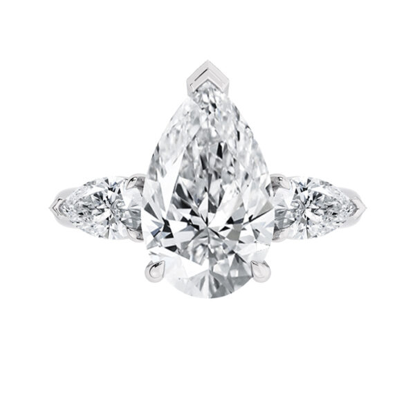 Classic Design Pear Shaped Three Stone Diamond Engagement Ring w1