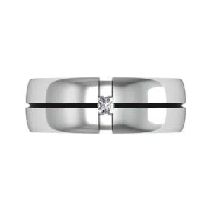 Contemporary princess cut diamond mens wedding band