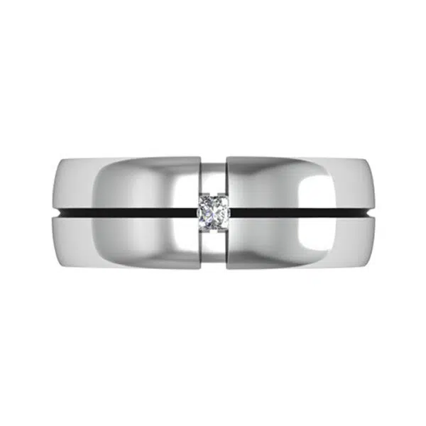 Contemporary princess cut diamond mens wedding band