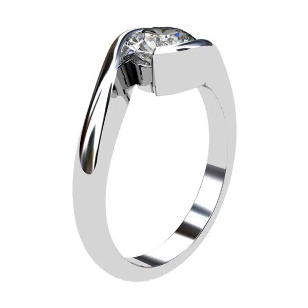 Cross Over Round Bezel Set Engagement Ring w3