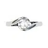 Cross Over Round Bezel Set Engagement Ring white