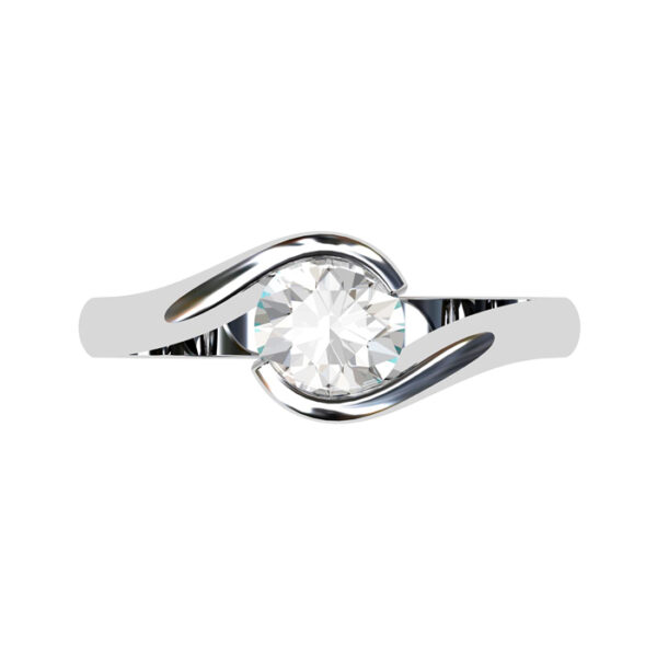 Cross Over Round Bezel Set Engagement Ring white