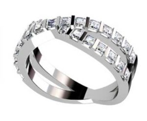 Cross over carre cut diamond ring 4