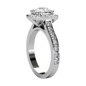 Cushion Cut Diamond Bezel Set Halo Engagement Ring 2