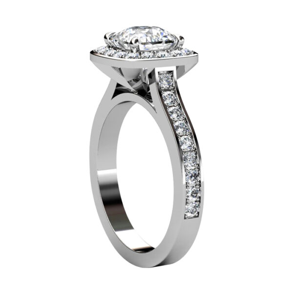 Cushion Cut Diamond Bezel Set Halo Engagement Ring 2