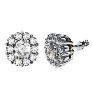 Cushion Cut Diamond Cluster Stud Earrings