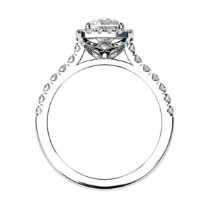 Cushion Cut Diamond Engagement Ring with Cut Down Diamond Band white gold 3