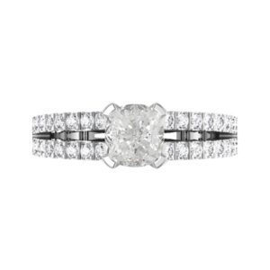 Cushion Cut Diamond Engagement Ring with Diamond Split Shank white 1 copy