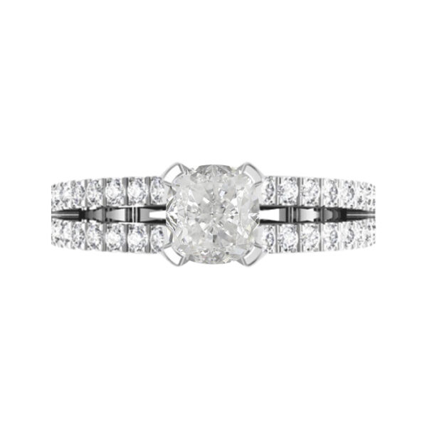 Cushion Cut Diamond Engagement Ring with Diamond Split Shank white 1 copy