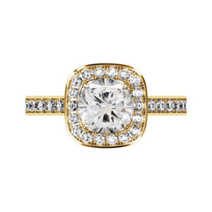 Cushion Cut Diamond Halo Engagement Ring in Yellow Gold copy