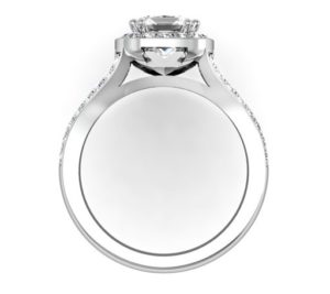 Cushion Cut Diamond Halo Engagement Ring with Split Bands 3 2