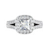 Cushion Cut Diamond Halo Engagement Ring with Split Bands w