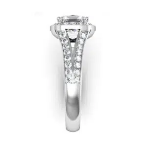 Cushion Cut Diamond Halo Engagement Ring with Split Bands w2