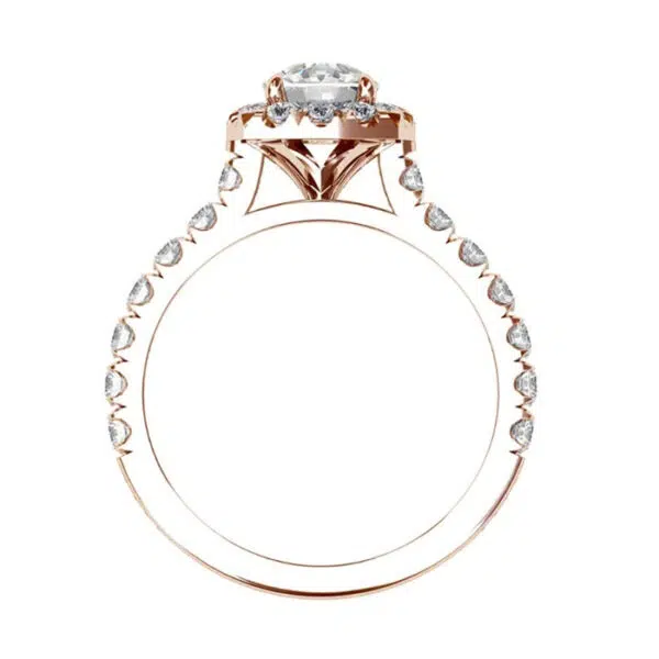 Cushion Cut Diamond Rose Gold Halo Engagement Ring rose 2