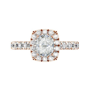 Cushion Cut Diamond Rose Gold Halo Engagement Ring rose copy