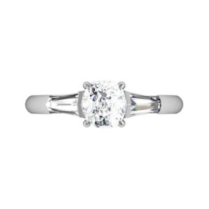 Cushion Cut Diamond Three Stone Engagement Ring w