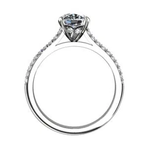 Cushion Cut Micro Pave Diamond Engagement Ring with Diamond Encrusted Basket white 3