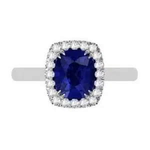 Cushion Cut Sapphire Halo Engagement Ring 2 1 2