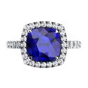 Cushion Cut Sapphire Halo Engagement Ring 2 3