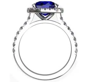 Cushion Cut Sapphire Halo Engagement Ring 3 3