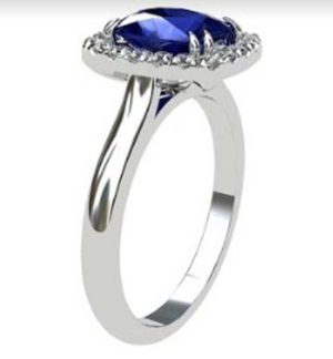 Cushion Cut Sapphire Halo Engagement Ring 4 1 2