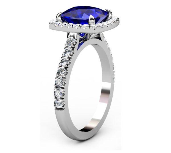 Cushion Cut Sapphire Halo Engagement Ring 4 3