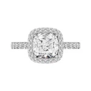 Custom Made 2.5 Ct Cushion Cut Diamond Halo Engagement Ring white