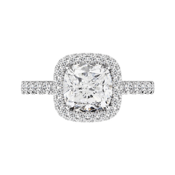 Custom Made 2.5 Ct Cushion Cut Diamond Halo Engagement Ring white