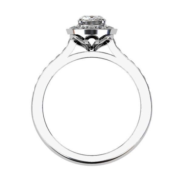 Custom Made Cushion Cut Diamond Halo Engagement Ring bezel 3