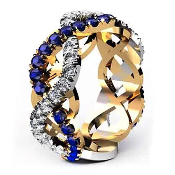 Custom designed Woven Sapphire and Diamond Wedding Ring 5